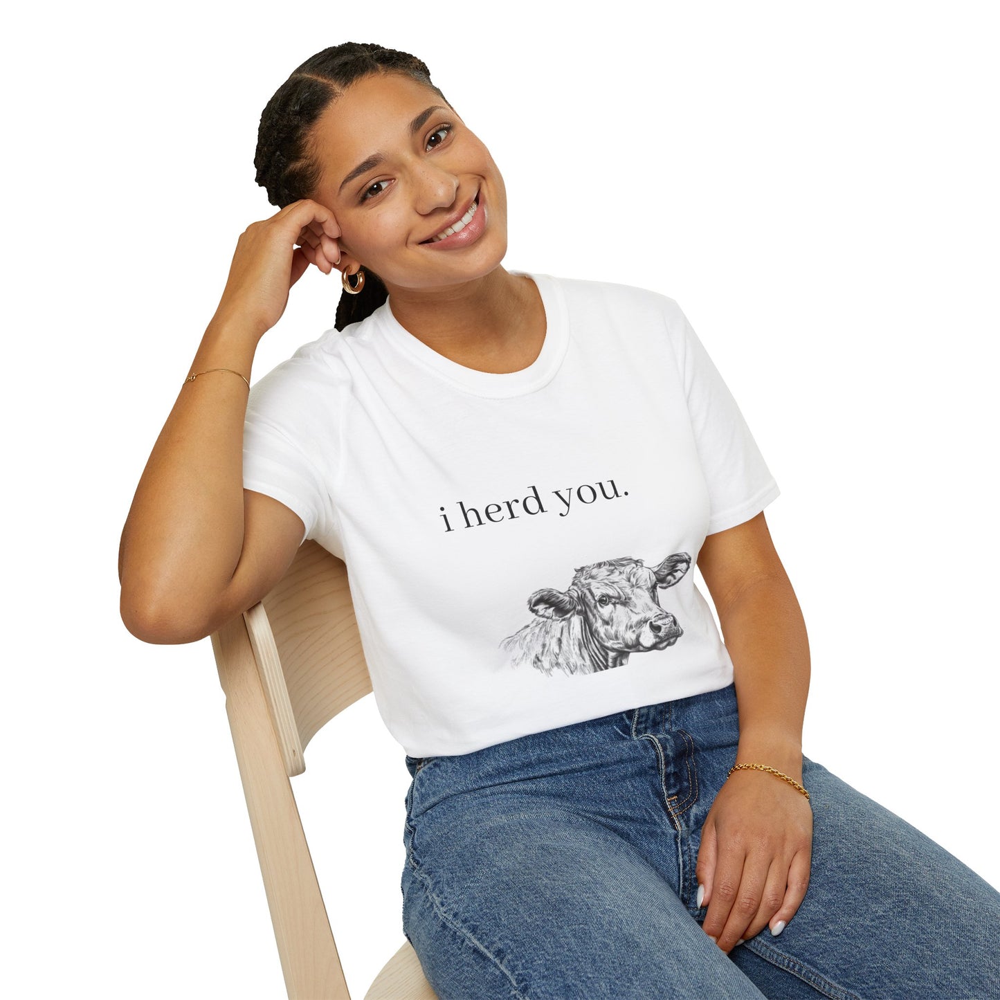 Funny Cow Graphic Unisex Softstyle T-Shirt - "I Herd You"