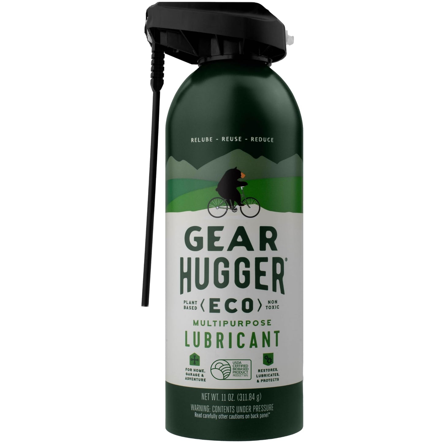 Gear Hugger Multipurpose Lubricant - Eco-Friendly (11 oz, Pack of 1), Rust Remover - Garage Door Lubricant Spray, Door Hinge Lubricant & Lock Lubricant - Plant-Based, No Petroleum, No PTFE