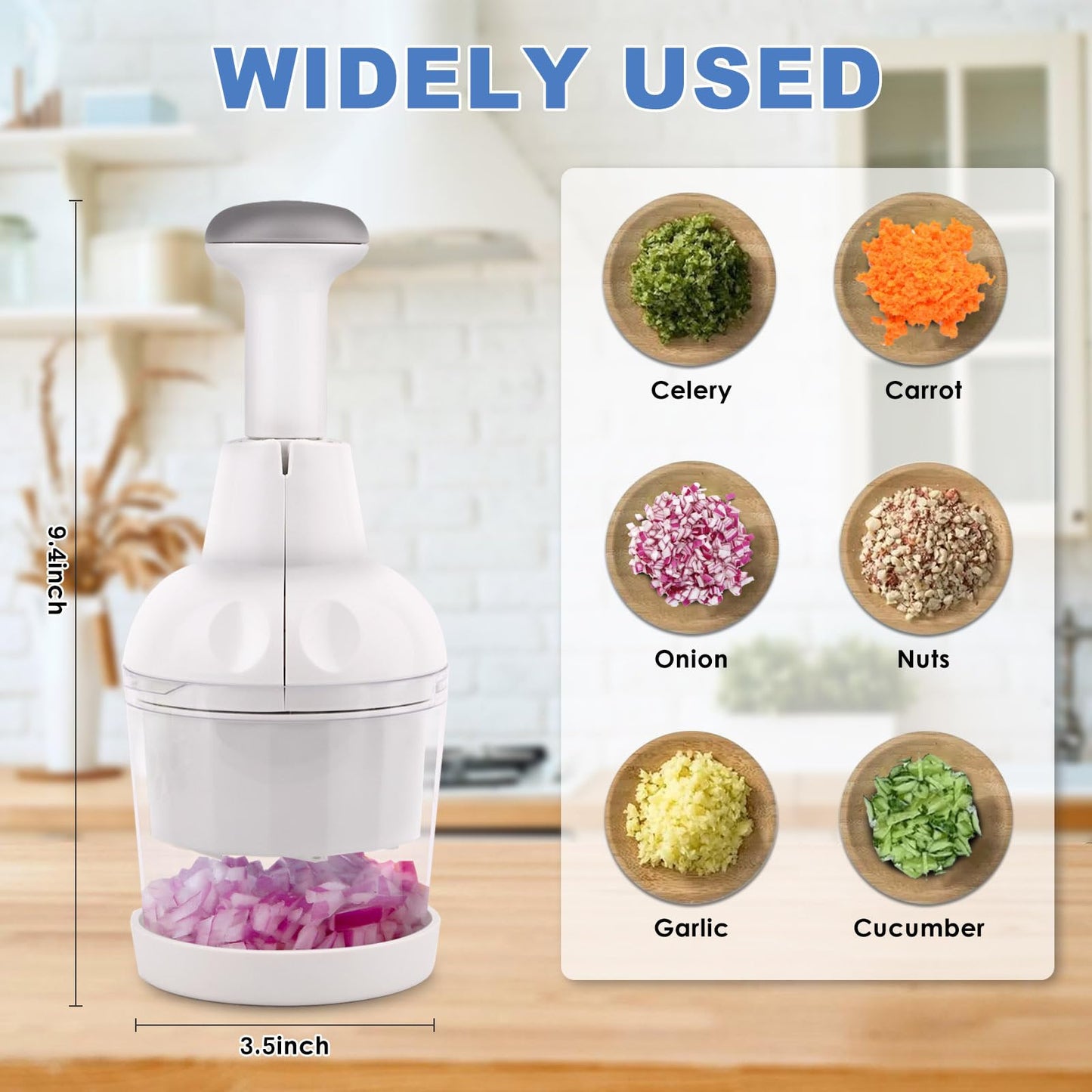Vegetable Chopper, Food Chopper Manual Hand, Onion Chopper, Salad Chopper, Garlic Chopper, Veggie Chopper Dishwasher Safe, Nut Chopper, Vegetable Cutter, White