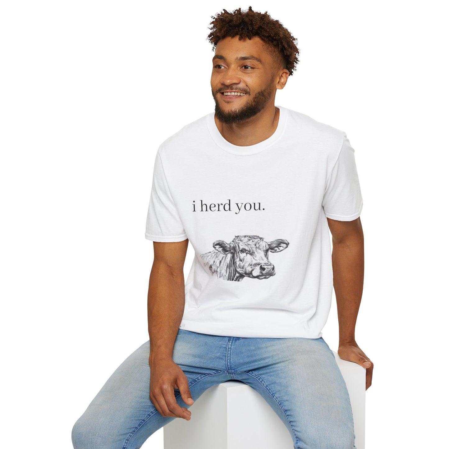 Funny Cow Graphic Unisex Softstyle T-Shirt - "I Herd You"